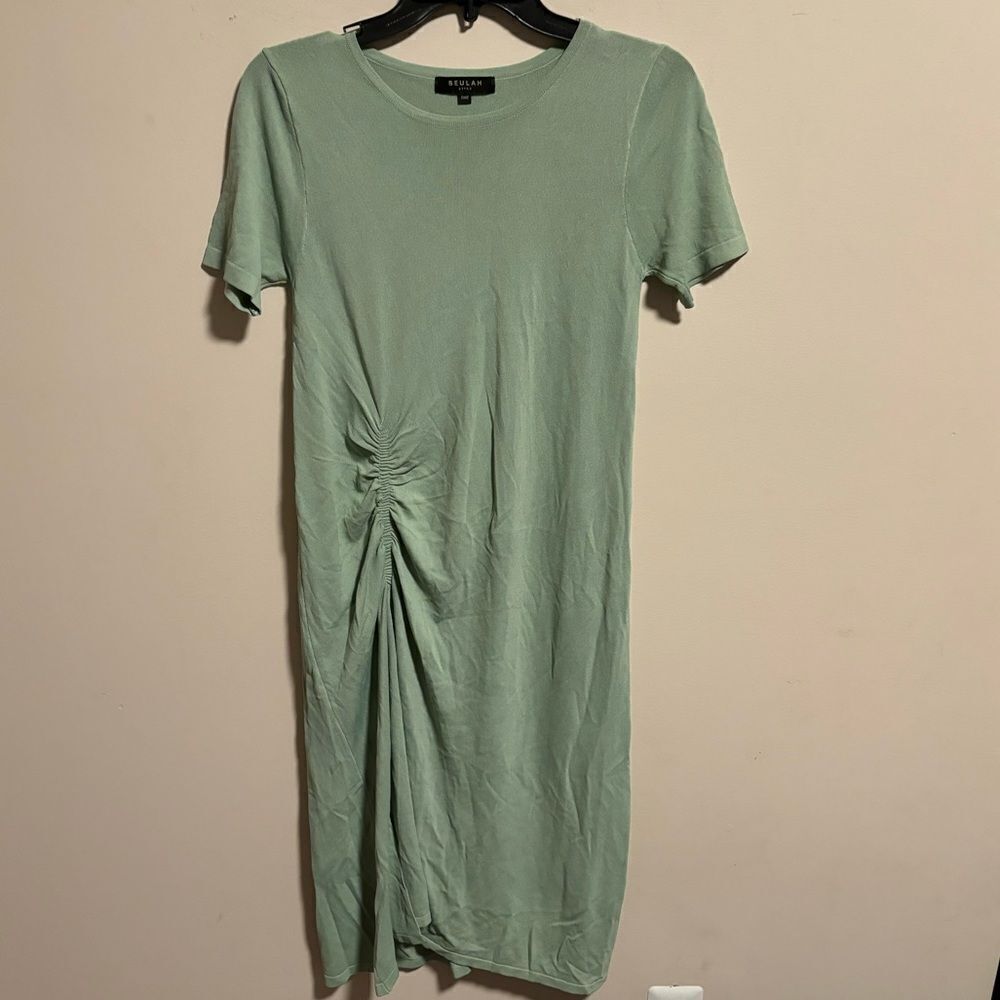 Beulah Knot T-Shirt Dress Green- One Size